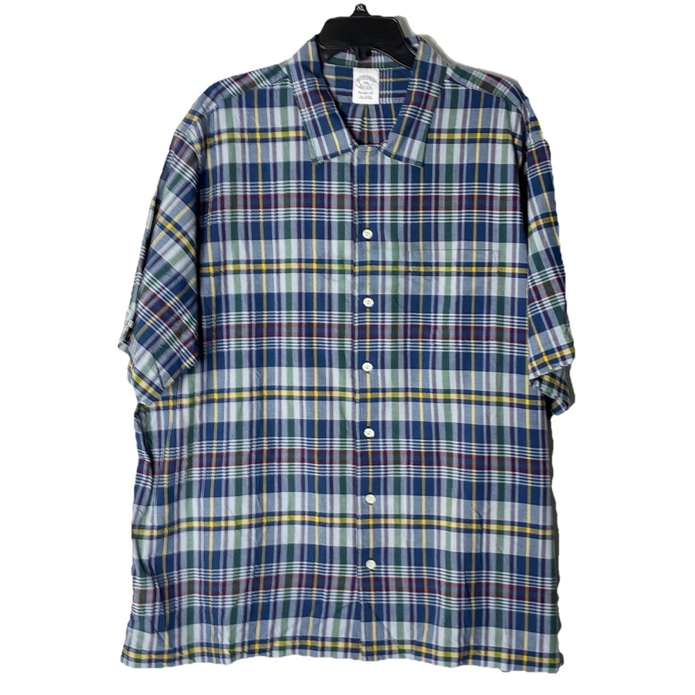 Brooks Brothers Shirt Mens 2XL Blue Plaid Regent Fit Button Up Casual Preppy
